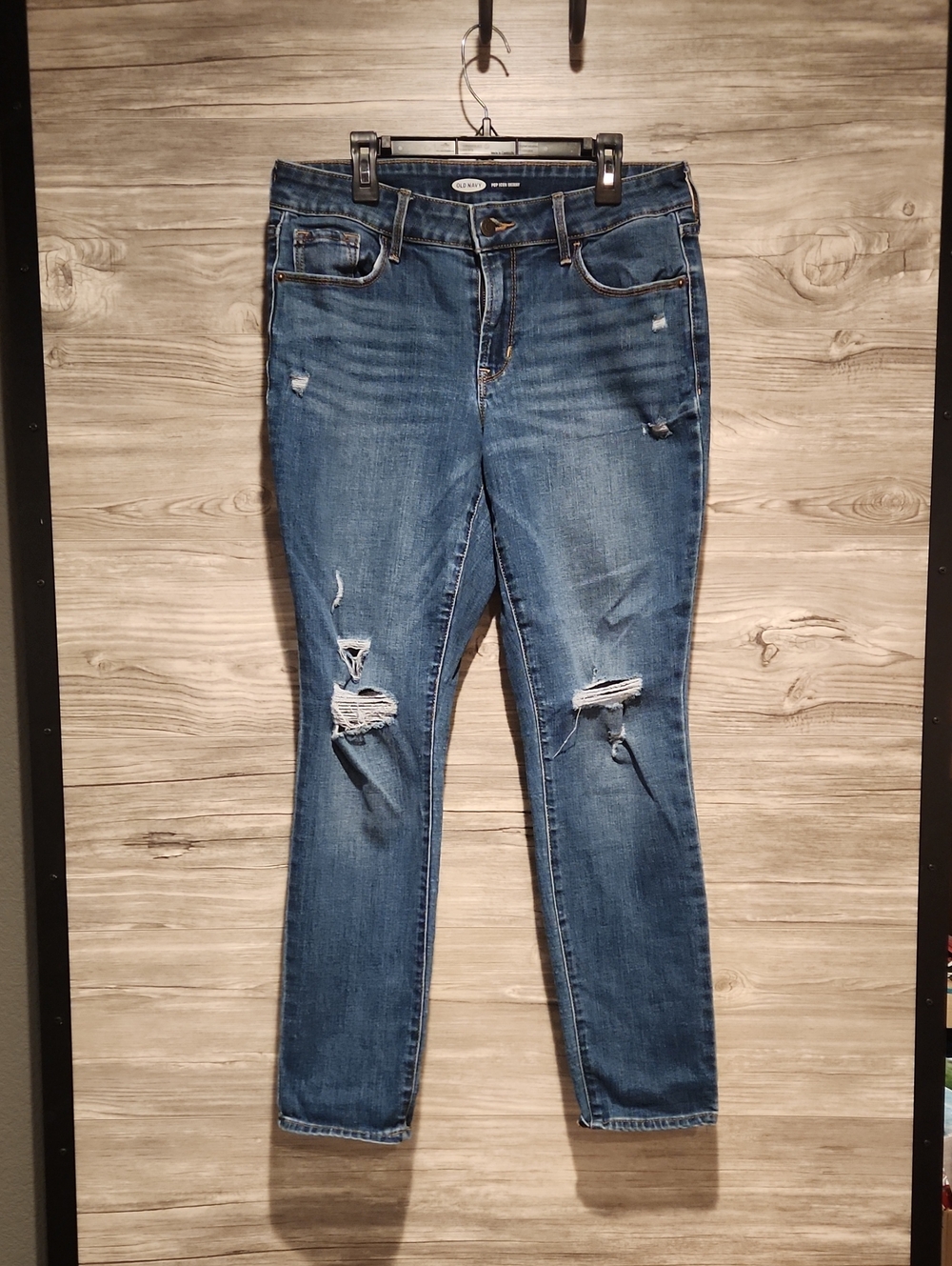 Old Navy Medium Blue Distressed Skinny Jeans